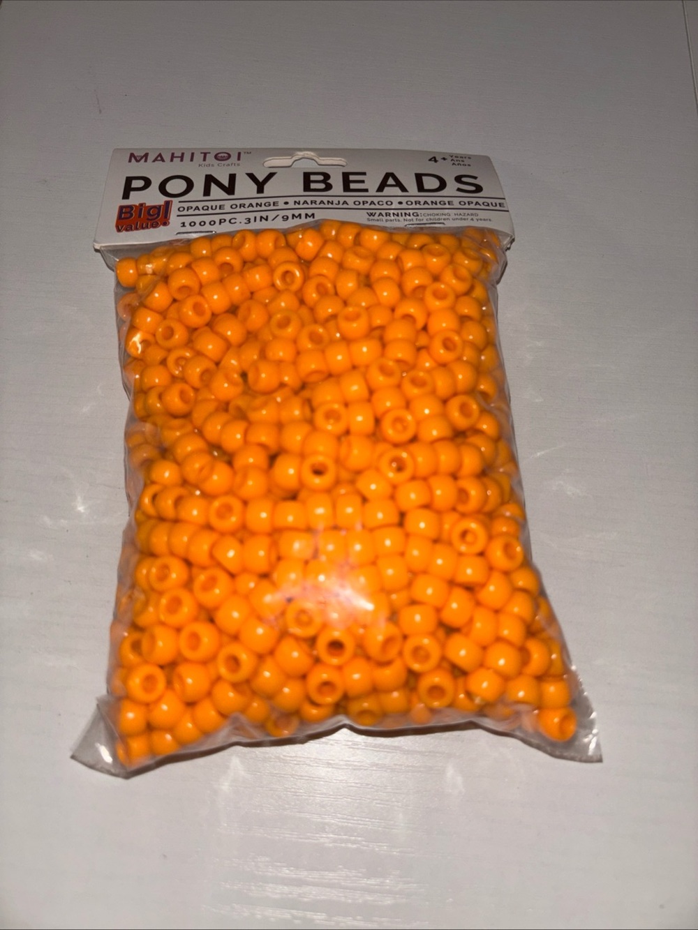 Mahitoi Kids Crafts Pony Beads 9mm Opaque Orange 1000 PC Big Value Crafting 4